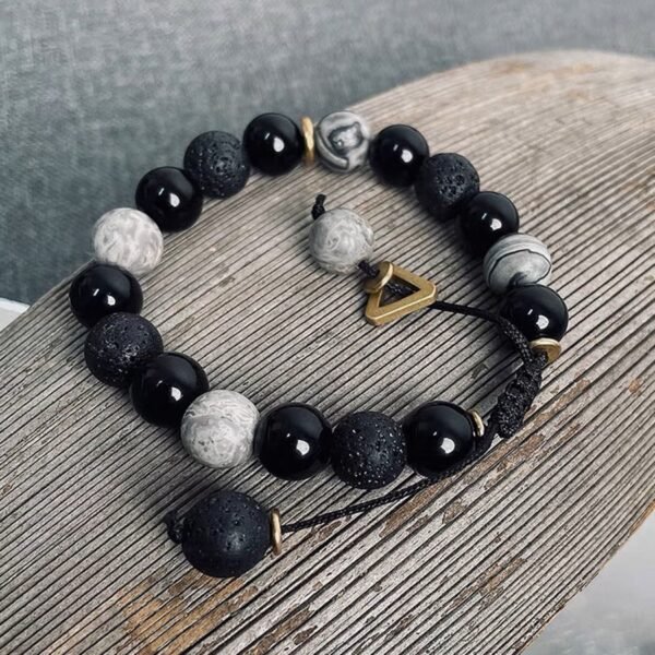 Volcanic stone men's bracelet